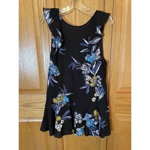 Free People Summer in Tulum Linen Blend Floral Tunic Ruffle Top Size Small